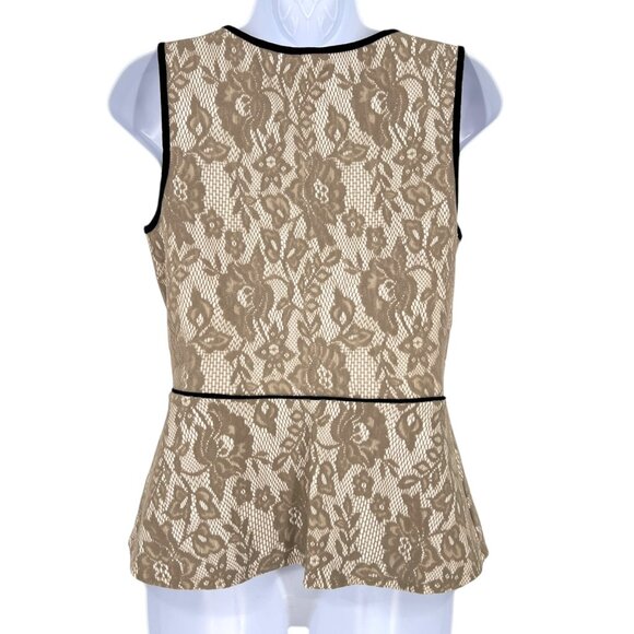 Weston Wear Anthropologie Beige Lace Sleeveless Peplum Top Womens Size Small - Picture 7 of 11